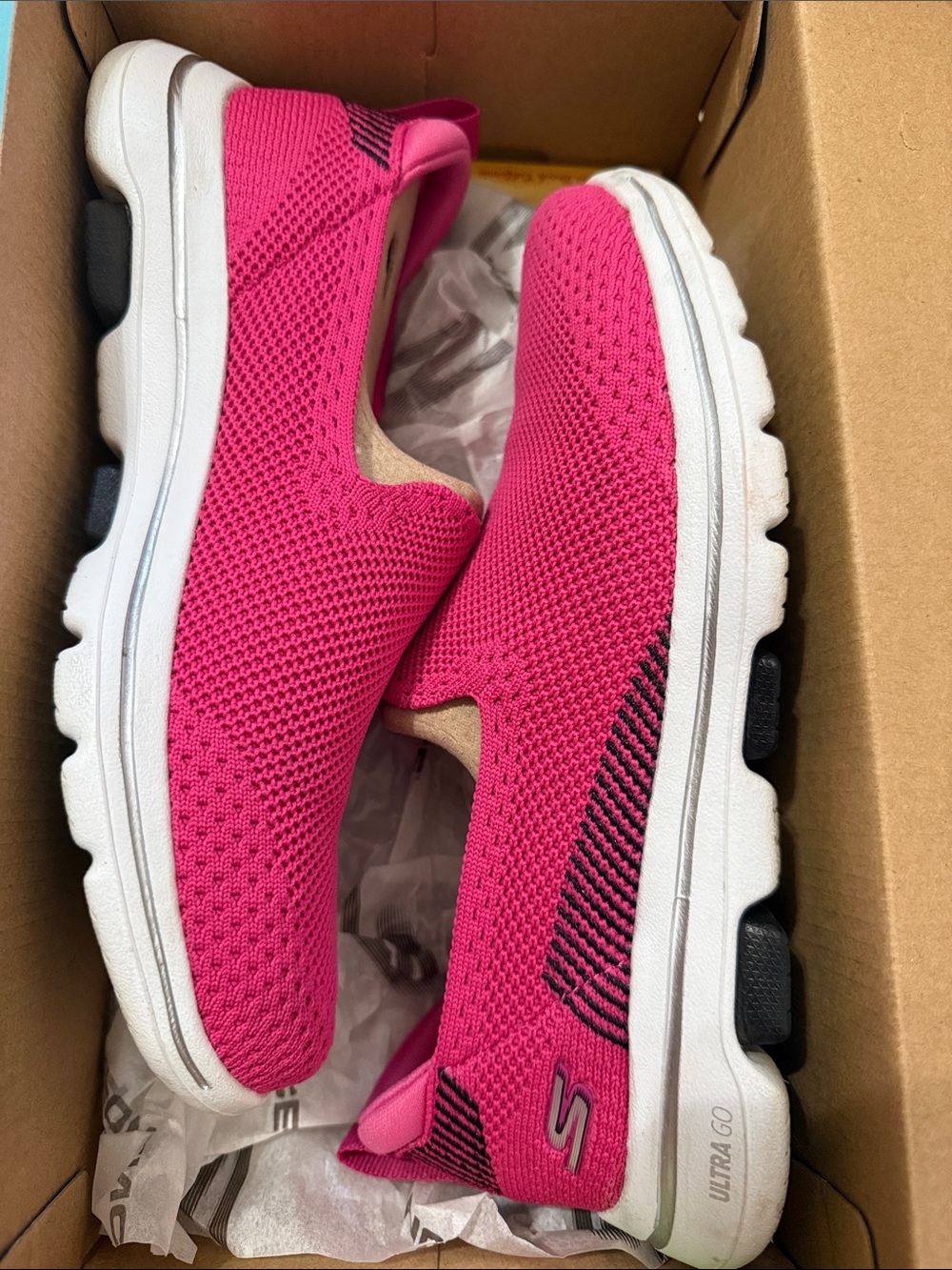 Skechers Women's Hot Pink Slip-On Knit Walking Sneakers